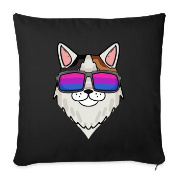 Bisexual Turkish Van Cat Gift - Sofa pillowcase 17,3'' x 17,3'' (45 x 45 cm) - black - Front
