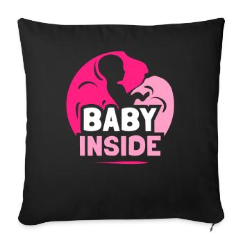 Baby Inside Pregnant Announcement Baby Inside - Sofa pillowcase 17,3'' x 17,3'' (45 x 45 cm) - black - Front