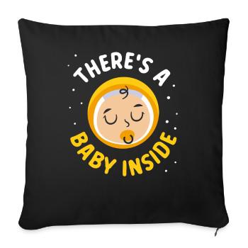 Il y a un bébé là-dedans bébé mignon enceinte à l’intérieur - Housse de coussin décorative 45 x 45 cm - noir - Devant