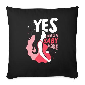 Oui, il y a un bébé mignon à l’intérieur enceinte - Housse de coussin décorative 45 x 45 cm - noir - Devant