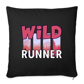 Trail Running Wild Runner Running Trail Montagnes - Housse de coussin décorative 45 x 45 cm - noir - Devant
