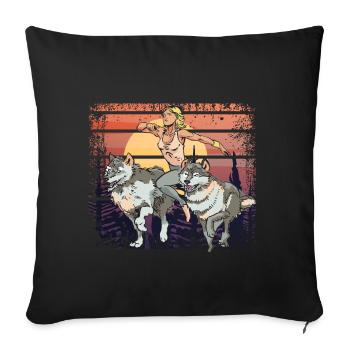 Trail Running Girl avec Wolves Sunset - Housse de coussin décorative 45 x 45 cm - noir - Devant
