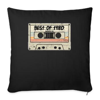 Best of 1980 Cassette Retro Tape - Sofa pillowcase 17,3'' x 17,3'' (45 x 45 cm) - black - Front