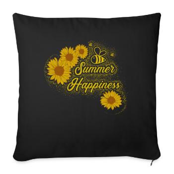 Summer Happiness Bee Sunflower - Sofa pillowcase 17,3'' x 17,3'' (45 x 45 cm) - black - Front