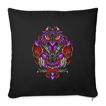 Eule Retro - Sofakissenbezug 45 x 45 cm - Schwarz - Vorne