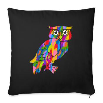 Owl Colorful Vintage Rainbow Retro Owl Owl Owl - Sofa pillowcase 17,3'' x 17,3'' (45 x 45 cm) - black - Front