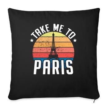 Emmenez-moi à Paris Heartbeat Tour Eiffel France - Housse de coussin décorative 45 x 45 cm - noir - Devant