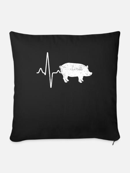 Schwein Herzschlag - Sofakissenbezug 45 x 45 cm - Schwarz