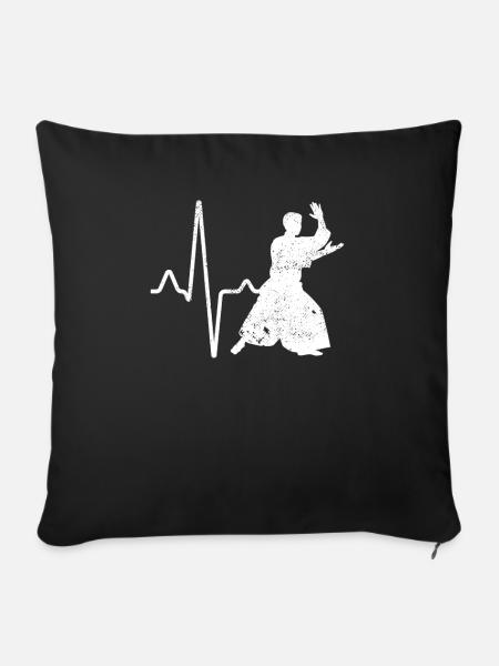 Aikido Herzschlag - Sofakissenbezug 45 x 45 cm - Schwarz