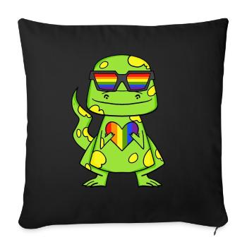 LGBT Animal Dinosaur Rainbow Heart - Sofa pillowcase 17,3'' x 17,3'' (45 x 45 cm) - black - Front