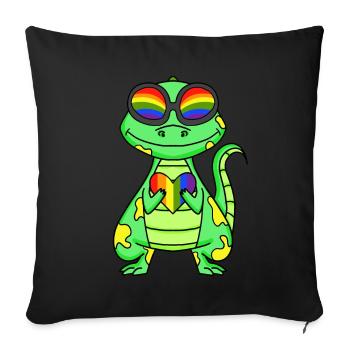 LGBT Animal Dinosaur Rainbow Heart - Sofa pillowcase 17,3'' x 17,3'' (45 x 45 cm) - black - Front