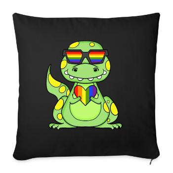LGBT Animal Dinosaur Rainbow Heart - Sofa pillowcase 17,3'' x 17,3'' (45 x 45 cm) - black - Front