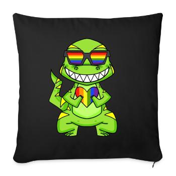 LGBT Animal Dinosaur Rainbow Heart - Sofa pillowcase 17,3'' x 17,3'' (45 x 45 cm) - black - Front