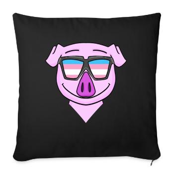 Transgender Transsexual Pig Gift - Sofa pillowcase 17,3'' x 17,3'' (45 x 45 cm) - black - Front