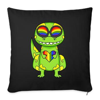 LGBT Animal Dinosaur Rainbow Heart - Sofa pillowcase 17,3'' x 17,3'' (45 x 45 cm) - black - Front
