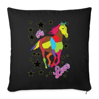 Rainbow Horse - Sofa pillowcase 17,3'' x 17,3'' (45 x 45 cm) - black - Front