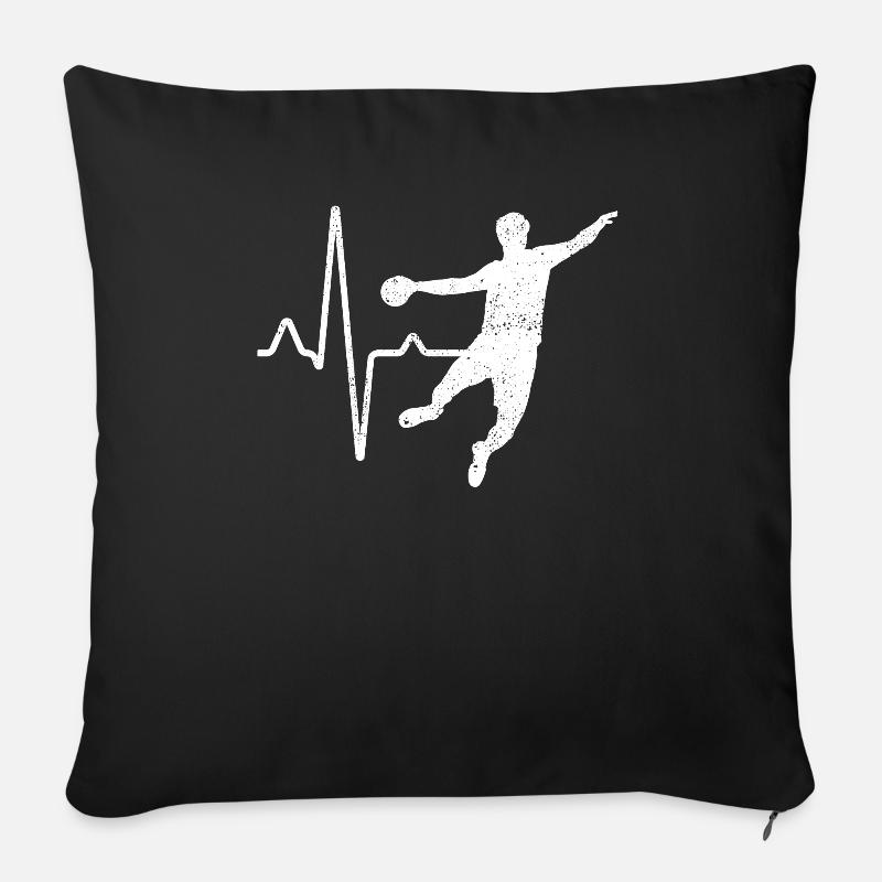 Handball Herzschlag - Sofakissenbezug 45 x 45 cm - Schwarz