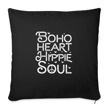 Hippie Peace Flower Power Amour Paix Cadeau - Housse de coussin décorative 45 x 45 cm - noir - Devant