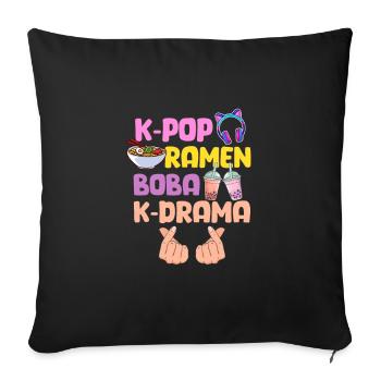 K-Pop Ramen Bubble Tea - Housse de coussin décorative 45 x 45 cm - noir - Devant