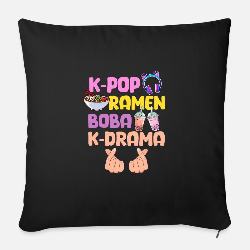K-Pop Ramen Bubble Tea - Sofakissenbezug 45 x 45 cm - Schwarz