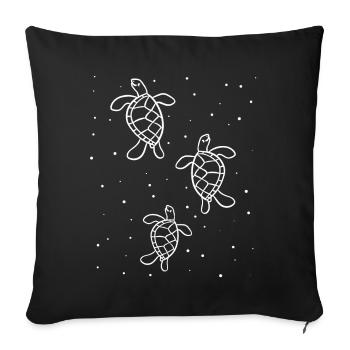 Tortue mignonne nager mignon - Housse de coussin décorative 45 x 45 cm - noir - Devant