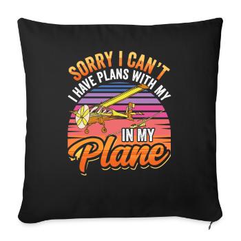 I Have Plans With My Airplane Hobby Sorry - Sofa pillowcase 17,3'' x 17,3'' (45 x 45 cm) - black - Front