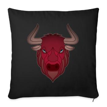 Landwirt Rind Tierkopf Motiv Aufdruck mit Stier - Sofakissenbezug 45 x 45 cm - Schwarz - Vorne