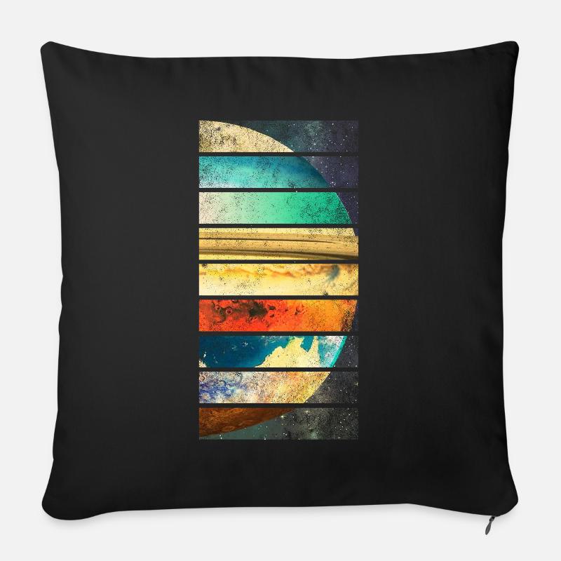Planeten des Sonnensystems - Sofakissenbezug 45 x 45 cm - Schwarz