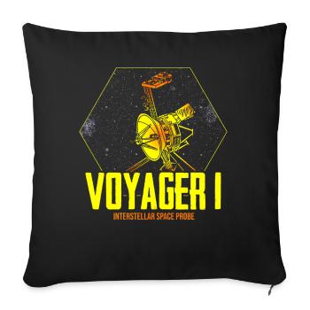 Voyager 1 - Sonde spatiale interstellaire - Housse de coussin décorative 45 x 45 cm - noir - Devant