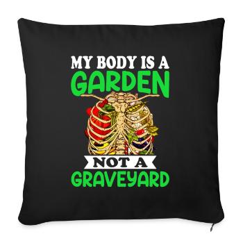 Vegetarian Vegan Vegan Veggie Animal Welfare Vegetables - Sofa pillowcase 17,3'' x 17,3'' (45 x 45 cm) - black - Front