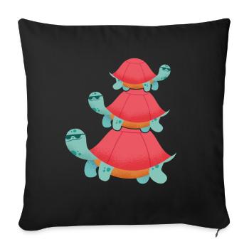 Tortues fraîches avec des lunettes de soleil, empilées, - Housse de coussin décorative 45 x 45 cm - noir - Devant