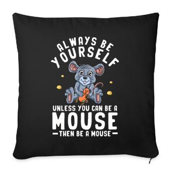 Souris Souris Cadeau Rat Rongeur Souris Souris Lousemaus - Housse de coussin décorative 45 x 45 cm - noir - Devant