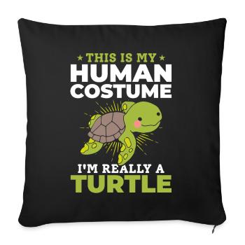 Cute Turtle - This is my human - Sofa pillowcase 17,3'' x 17,3'' (45 x 45 cm) - black - Front