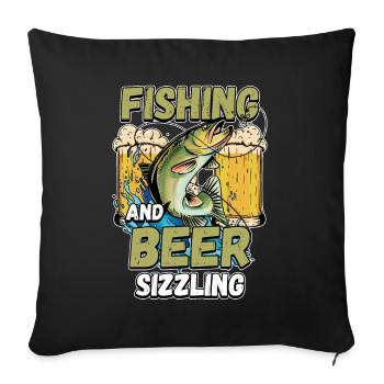 Fischen und Bierchen zischen Angeln Angler Spruch - Sofakissenbezug 45 x 45 cm - Schwarz - Vorne