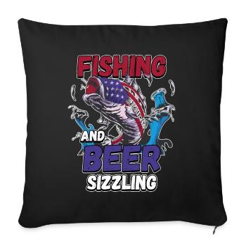 Fischen und Bierchen zischen Angeln Angler Spruch - Sofakissenbezug 45 x 45 cm - Schwarz - Vorne