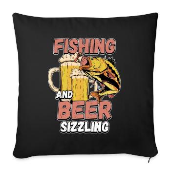 Fischen und Bierchen zischen Angeln Angler Spruch - Sofakissenbezug 45 x 45 cm - Schwarz - Vorne