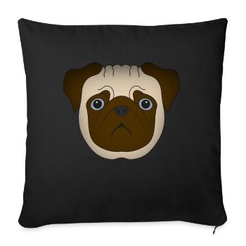 Motif de tête de chien motif animal avec carlin - Housse de coussin décorative 45 x 45 cm - noir - Devant