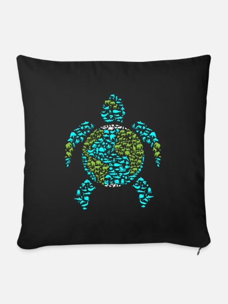 Earth Turtle - Sofakissenbezug 45 x 45 cm - Schwarz