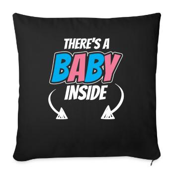 Il y a un bébé dedans enceinte Bébé à l’intérieur mignon - Housse de coussin décorative 45 x 45 cm - noir - Devant