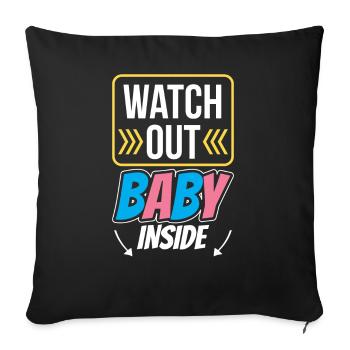 Achtung Baby Inside Schwangerschaft Schwanger Süß - Sofakissenbezug 45 x 45 cm - Schwarz - Vorne