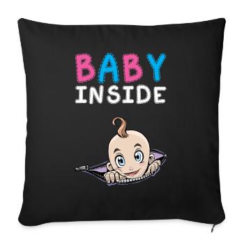 Baby Inside Pregnant Baby Inside Announcement - Sofa pillowcase 17,3'' x 17,3'' (45 x 45 cm) - black - Front
