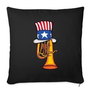 Tuba Music USA 4th Of July Amerika Big Band Tuba - Sofa pillowcase 17,3'' x 17,3'' (45 x 45 cm) - black - Front