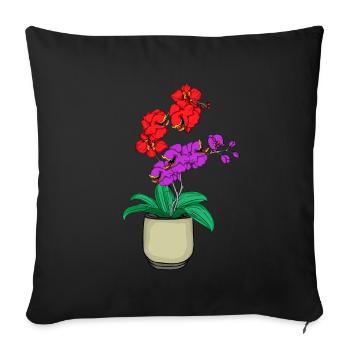 Orchidee Fleischfressende Venus Fliegenfalle - Sofakissenbezug 45 x 45 cm - Schwarz - Vorne