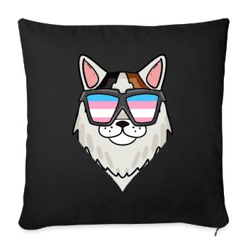 Transgender Transsexual Turkish Van Cat - Sofa pillowcase 17,3'' x 17,3'' (45 x 45 cm) - black - Front