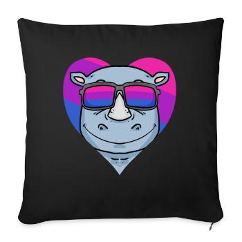Bisexual Rhino Bisexuality Gift - Sofa pillowcase 17,3'' x 17,3'' (45 x 45 cm) - black - Front