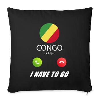 Le Congo qualifie de slogan les drapeaux lusiger - Housse de coussin décorative 45 x 45 cm - noir - Devant