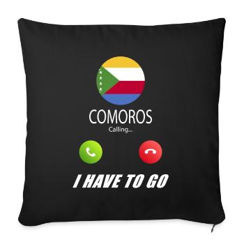 Comoros calls to Lusiger flags saying - Sofa pillowcase 17,3'' x 17,3'' (45 x 45 cm) - black - Front