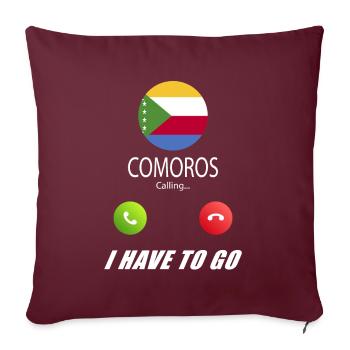 Comoros calls to Lusiger flags saying - Sofa pillowcase 17,3'' x 17,3'' (45 x 45 cm) - burgundy - Front