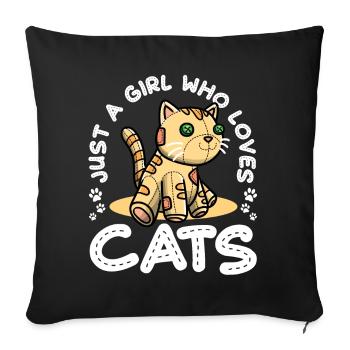 Katzen Katzenliebhaberin Kätzchen Mädchen - Sofakissenbezug 45 x 45 cm - Schwarz - Vorne