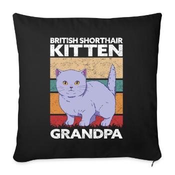 British Shorthair Grandpa Cat Kitten Cadeau - Housse de coussin décorative 45 x 45 cm - noir - Devant